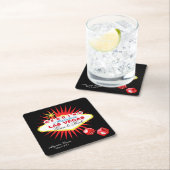 Las Vegas Begrüßungszeichen | HINTERGRUNDFARBE AUS Rechteckiger Pappuntersetzer (Vor Ort)