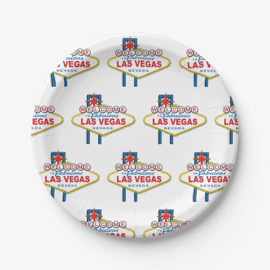 Las Vegas Begrüßungszeichen Pappteller (Vorderseite)