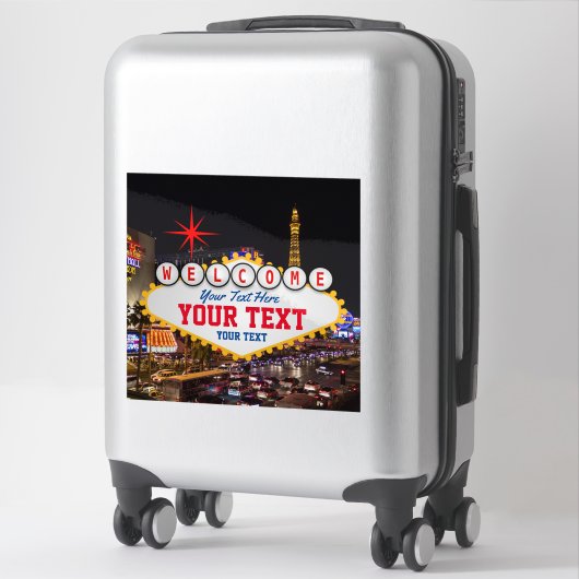 Las Vegas bei Nacht Willkommen Unterschreiben Sie Aufkleber (Koffer)