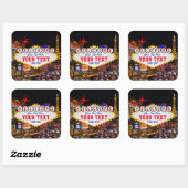 Las Vegas bei Nacht Willkommen Unterschreiben Sie Quadratischer Aufkleber (Blatt)