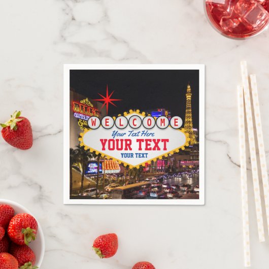 Las Vegas bei Nacht Willkommen Unterschreiben Sie Serviette (Beispiel)