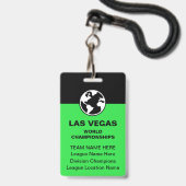 Las Vegas Billard-Meisterschaft Bulk-Team-Abzeiche Ausweis (Vorderseite mit Lanyard)