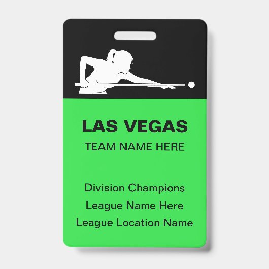Las Vegas Billard-Themen Großformat Team-Namenssch Ausweis (Vorderseite)