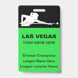 Las Vegas Billiards Theme Bulk Team Name Badges Ausweis