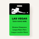 Las Vegas Billiards Theme Bulk Team Name Badges Ausweis (Vorderseite)