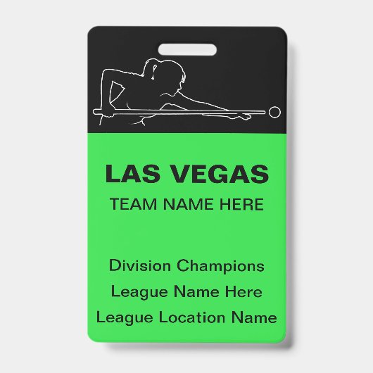 Las Vegas Billiards Theme Bulk Team Name Badges Ausweis (Front)