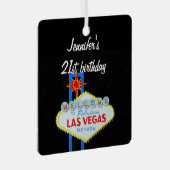 Las Vegas Birthday 21 Keramik Pendant Ornament Aus Metall (Vorderseite Rechts)