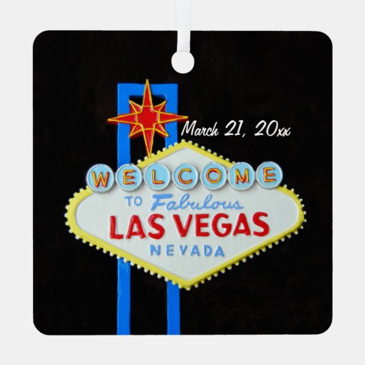 Las Vegas Birthday 21 Keramik Pendant Ornament Aus Metall (Rückseite)