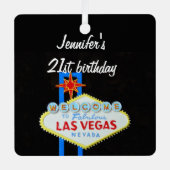 Las Vegas Birthday 21 Keramik Pendant Ornament Aus Metall (Vorderseite)