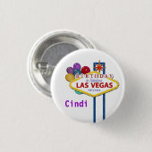 Las Vegas BIRTHDAY Button personalisieren mit Name (Vorne & Hinten)