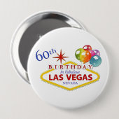 Las Vegas Birthday Huge, 60. Runder Button (Vorne & Hinten)