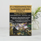 Las Vegas Birthday Party 40th Einladung (Stehend Vorderseite)
