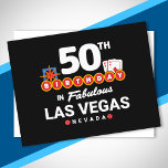 Las Vegas Birthday Party - 50th Birthday In Vegas Postkarte<br><div class="desc">50th birthday in Vegas? This Welcome to Las Vegas sign style design is the perfekt way for a 50 year old to celebrate with a birthday party in Vegas! Great for a girls' trip or birthday squad coming to Vegas for a weekend getaway or vacation. Feature "50th Birthday in Fabulous...</div>