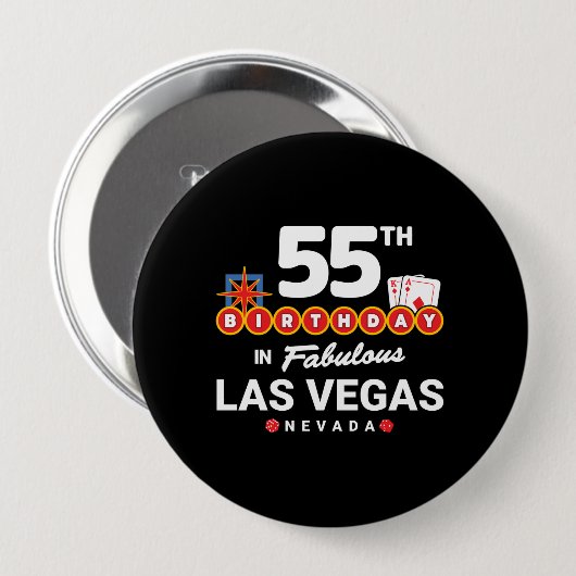 Las Vegas Birthday Party - 55th Birthday In Vegas Button (Vorne & Hinten)