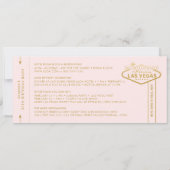 Las Vegas Birthday Pink Gold Save the Date Ticket Einladung (Rückseite)