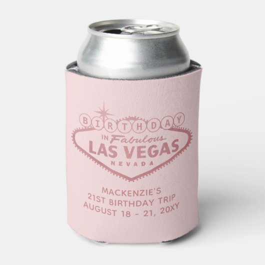 Las Vegas Birthday Trip Pink Personalisiert Gefall Dosenkühler (Kanne Vorderseite)