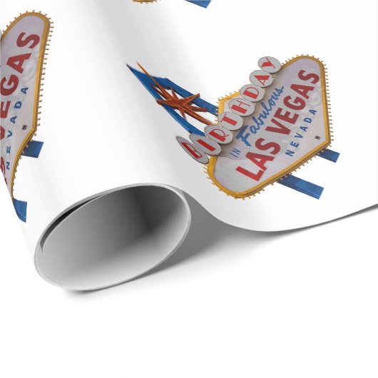 Las Vegas Birthday Wrapping Paper Geschenkpapier (Rolleneckpunkt)