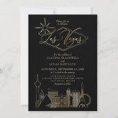 Las Vegas Black and Gold Wedding Einladung (Vorderseite)