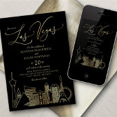 Las Vegas Black and Gold Wedding Einladung