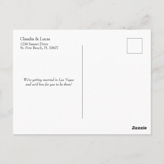 Las Vegas Black and Gold Wedding Postkarte (Rückseite)