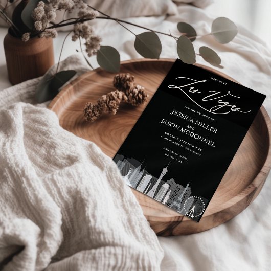 Las Vegas Black and White Wedding Einladung