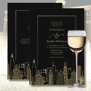 Las Vegas Black Gold Elegante Hochzeit am Zielort Einladung
