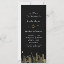 Las Vegas Black Gold White Skyline Wedding Program
