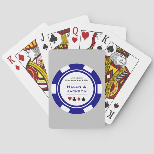 Las Vegas Blue White Gray Poker Chip Wedding Spielkarten (Rückseite)