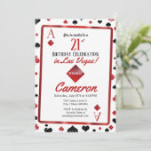 Las Vegas Casino 21. Geburtstag | Card Anzug Einladung (Stehend Vorderseite)