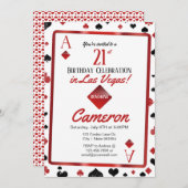 Las Vegas Casino 21. Geburtstag | Card Anzug Einladung (Vorne/Hinten)