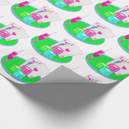 Las Vegas Casino Blackjack Tischkarten Poker Chips Geschenkpapier (Ecke)