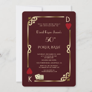 Las Vegas Casino Deep Burgundy Gatsby Mann Geburts Einladung