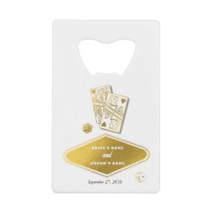 Las Vegas Casino Destination Hochzeit Gold Weiß Geldbeutel Flaschenöffner