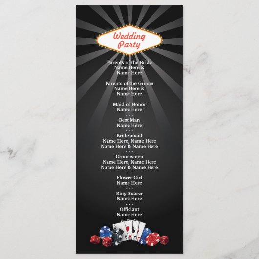 Las Vegas Casino Dice Cards Hochzeitsprogramm Programm (Rückseite)