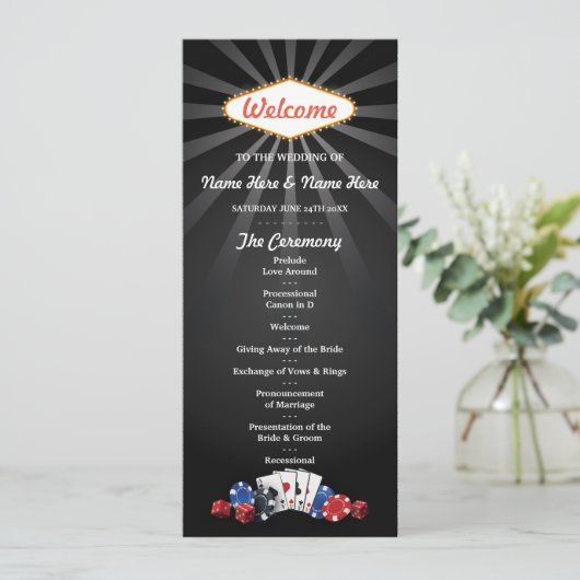 Las Vegas Casino Dice Cards Hochzeitsprogramm Programm (Stehend Vorderseite)