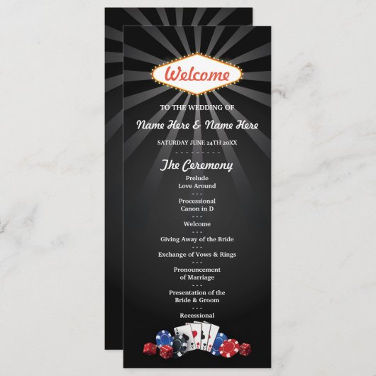 Las Vegas Casino Dice Cards Hochzeitsprogramm Programm (Vorne/Hinten)