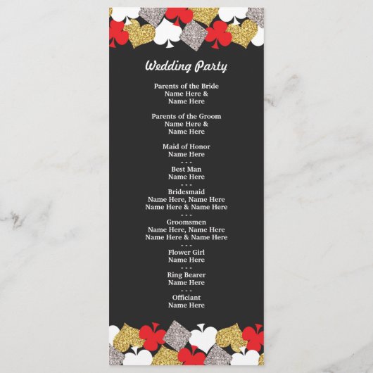 Las Vegas Casino Glitzer Cards Hochzeitsprogramm Programm (Rückseite)