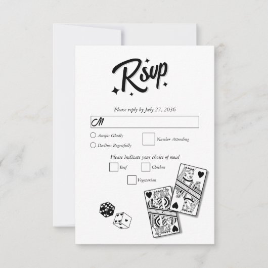 Las Vegas Casino Hochzeit in Urlaubsort Black RSVP Karte (Vorderseite)