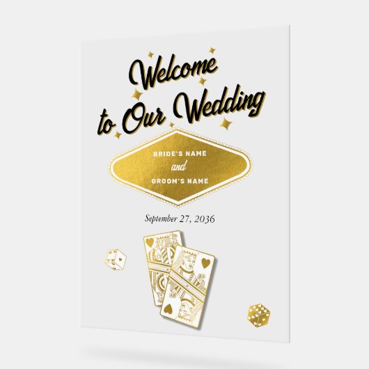 Las Vegas Casino Hochzeit in Urlaubsort Gold Acrylschild (Winkel)