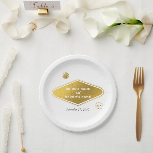 Las Vegas Casino Hochzeit in Urlaubsort Gold Pappteller (Hochzeit)