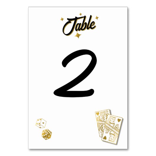 Las Vegas Casino Hochzeit in Urlaubsort Gold Tischnummer (Vorderseite)