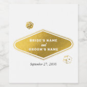 Las Vegas Casino Hochzeit in Urlaubsort Gold Weinetikett (Einzelnes Label)