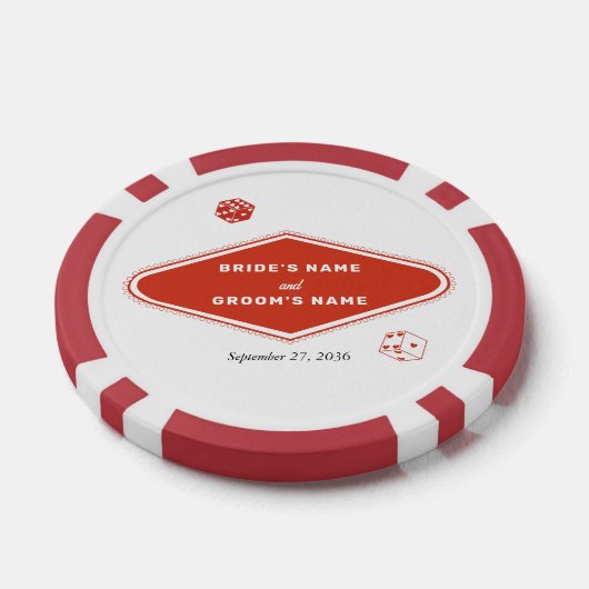 Las Vegas Casino Hochzeit in Urlaubsort Red White Pokerchips (Einzeln)