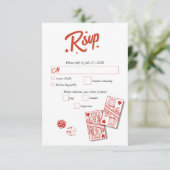 Las Vegas Casino Hochzeit in Urlaubsort Rot RSVP Karte (Stehend Vorderseite)