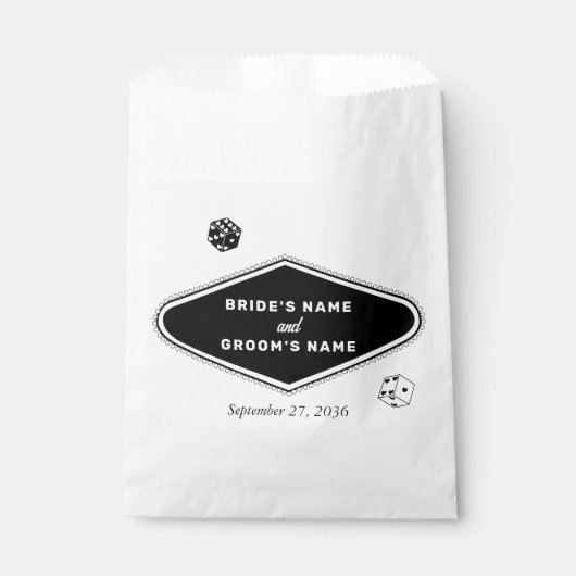 Las Vegas Casino Hochzeit in Urlaubsort Schwarz-we Geschenktütchen (Vorderseite)