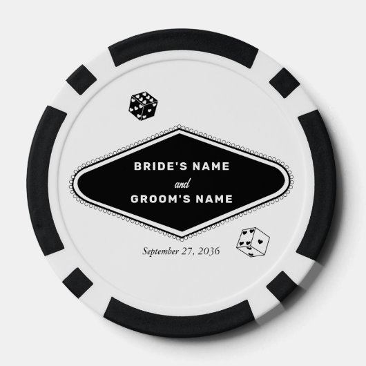 Las Vegas Casino Hochzeit in Urlaubsort Schwarz-we Pokerchips (Rückseite)