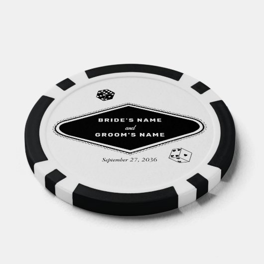 Las Vegas Casino Hochzeit in Urlaubsort Schwarz-we Pokerchips (Einzeln)