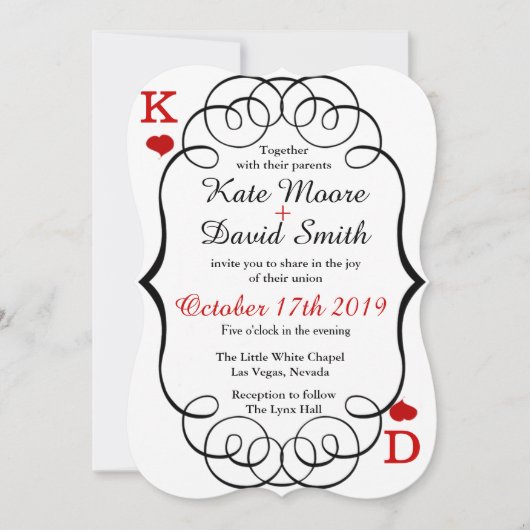 Las Vegas Casino Modernes Chic Foto Hochzeit Einla Einladung (Vorderseite)