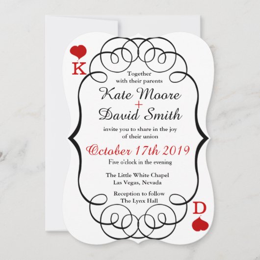 Las Vegas Casino Modernes Chic Foto Hochzeit Einla Einladung (Vorderseite)