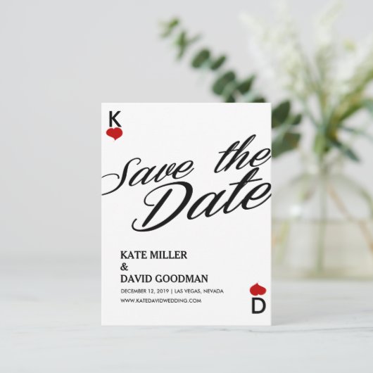 Las Vegas Casino Modernes Design Save the Date Ankündigungspostkarte (Stehend Vorderseite)